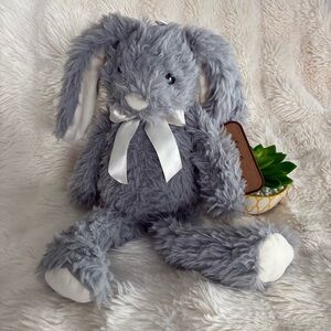 Baby Kelly Toy K Luxe Bunny Rabbit 16" Rattle Crinkle Ears Plush Grey Gray